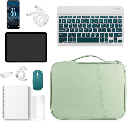 Image of Tablet Sleeve 11 Inch Waterproof Slim Tablet Pouch with Pocket & Zipper Compatible with Tablets or iPad Upto 11 Inch Shockproof, Lightweight Cover Bag Case, Green