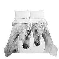 Couvre-lit Matelassé Réversible Imprimé Cheval - Microfibre Douce, Rembourrage Coton, 8 Tailles - Pour Chambre, Canapé, Décoration Maison