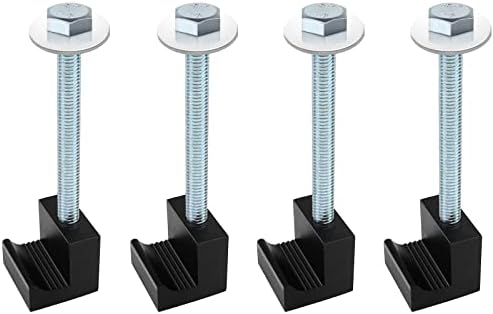 MOTAFAR 4 PCS Truck Tool Box Mounting Kit, Pickup Truck Bed Tie Downs Aluminum J Hooks No Drilling for Crossover Tool Box(Black)