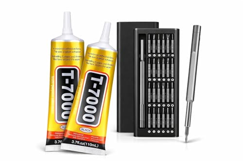 Image of T-7000 Black Adhesive Glue (50ml) with 24-in-1 Precision Screwdriver Set - Multi-Purpose Industrial Strength Waterproof Glue for Mobile Repair, DIY, Electronics & Household Use