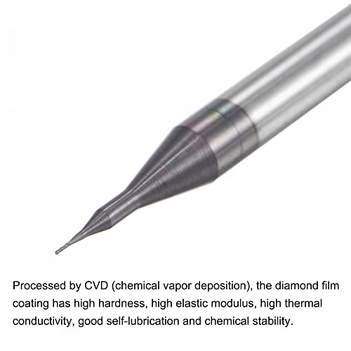 Image of uxcell End Mill CNC Router Bits, 0.2mm x 1mm 1 /8 inch Shank Diamond Film Coated Carbide Engraving Bit Milling Cutter Right Hand for PCB Plastic Fiber Wood 10pcs