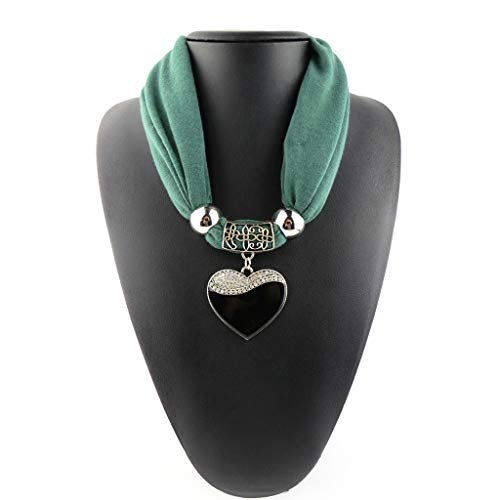 Ethnic Style Woman Fashion Love Heart Pendant Necklace Scarf2