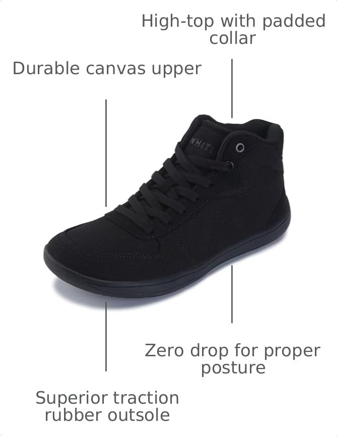 Image of WHITIN Women's High-Top Canvas Minimalist Barefoot Shoes + Wide Toe Box + Zero Drop