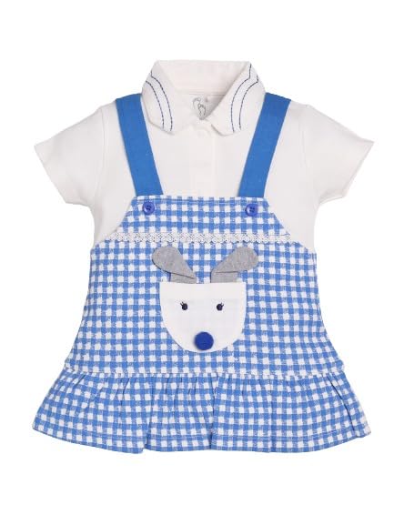 Image of Baby GO Cotton Baby Girls Frock Dress with Bow | Full Sleeve Casual Dress | Checked Winter Wear Princess Skirt Outfit for New Born Baby Girls