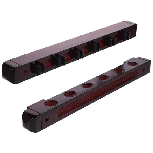 Support mural bois pour queues de billard rouge vin avec rack de rangement pour accessoires