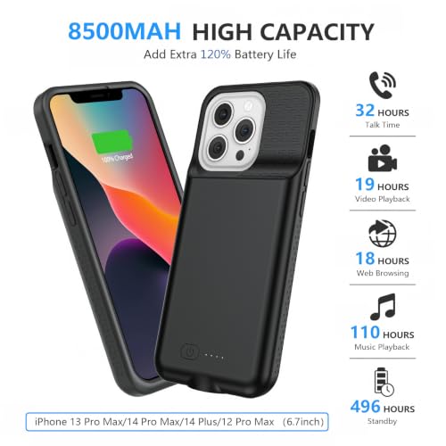 BOPPS Battery Case for iPhone 13 Pro Max/14 Pro Max/14 Plus , Upgraded Slim 8500mAh Portable Protective Charging Case with Carplay Compatible for iPhone 13 Pro Max,14 Pro Max Charger Case,6.7 Inch by BOPPS - Used condition - Image 3