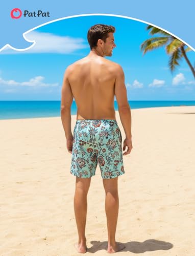 Image of PATPAT Family Matching Swimsuits Two Piece Hawaiian Tropical Beach Bikini and Swim Trunks Set Mommy and Me Bathing Suits