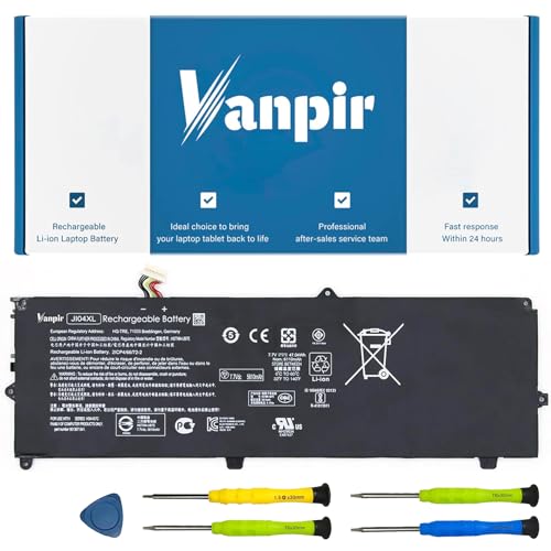 VANPIR JI04XL 901247-855 901307-541 Laptop Battery Compatible with Hp Elite X2 1012 G2 Notebook for HP Elite X2 1012 G2-1LV76EA Notebook HSTNN-UB7E JI04047XL 2ICP4/66/72-2 7.7V 47.04Wh 6110mAh
