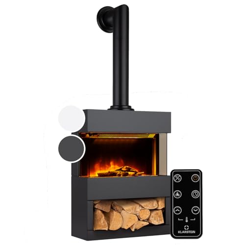 Klarstein Elektrokamin, Elektro Heizungen für Wohnzimmer & Innenräume, Elektrischer Kamin mit LED Flammen, Freistehender Kamin, Heizlüfter mit Timer, Einstellbarer Thermostat, Heizung 1800 W