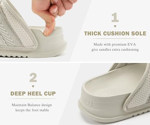 Image of KuaiLu Mens Casual Sandals with Comfortable Orthopedic Arch Support Summer Beach Walking Shoes Cushion Slides Slip on Indoor Outdoor