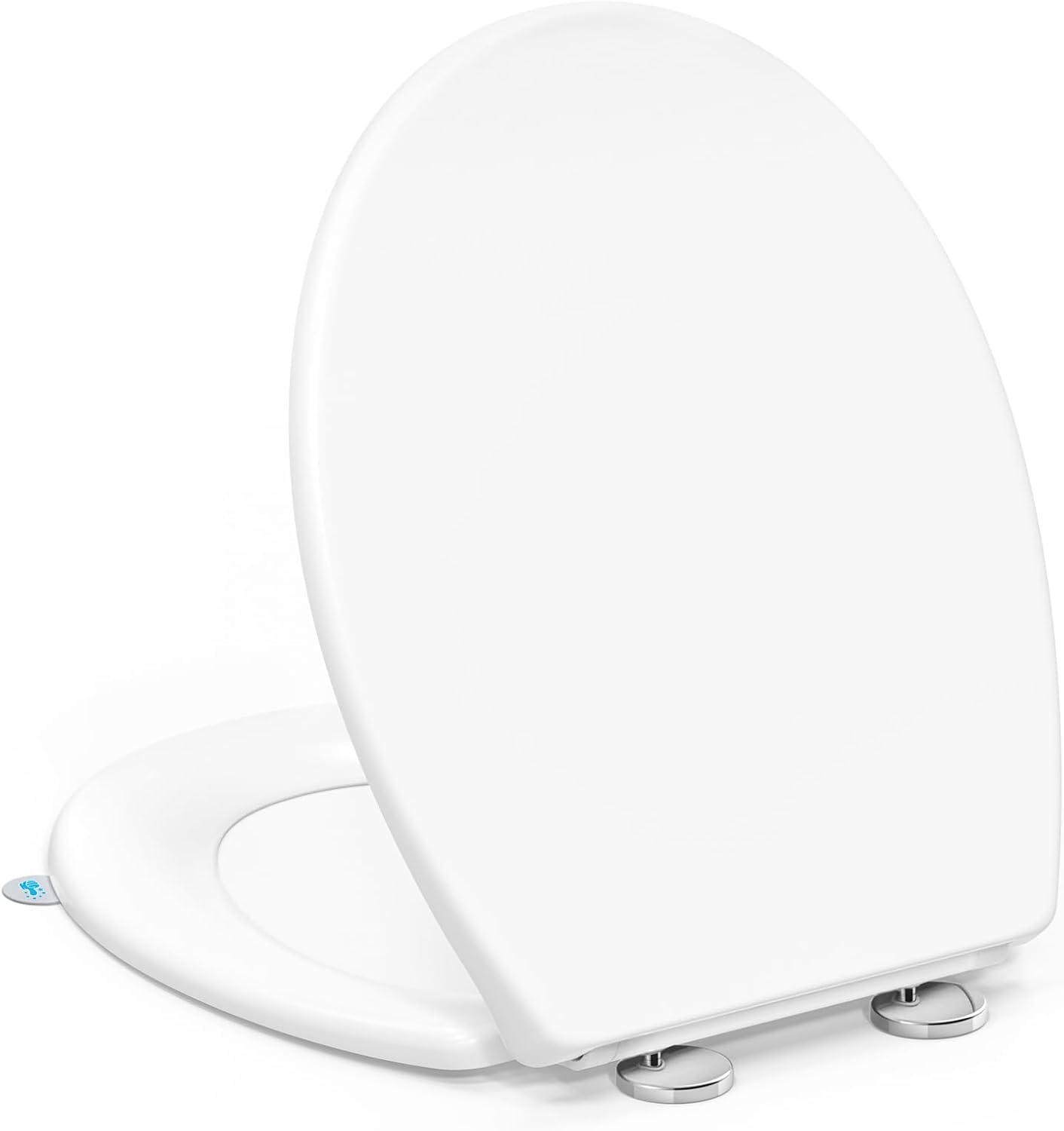 YEAUPE PRO O Shaped Toilet Seat Soft Close, White Duroplast WC Seat with One Click Quick Release, Heavy Duty Top Fix Toilet Seats, Easy Clean & Anti Slip Universal Bathroom Toilet Seat, 44.6 x 37.2 cm