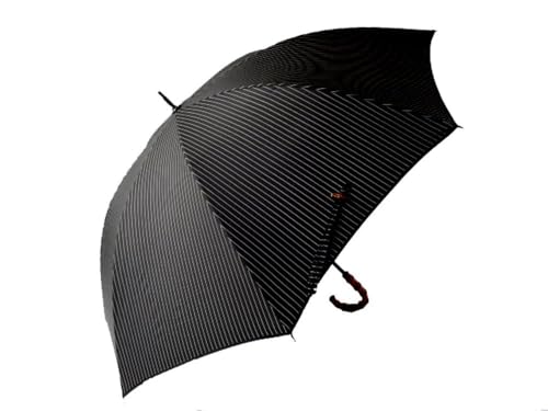 メンズ 8本骨 70cm バンブー持ち手 ストライプ 傘 高級 紳士傘 軽量 撥水 超大判 120cm 8本骨 バンブー持ち手 ストライプ ブラック