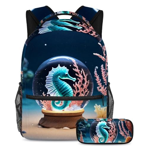 Sac à dos école hippocampe multicolore idéal pour le collège et le lycée