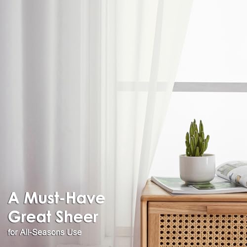 Image of OVZME Ivory Sheer Curtains 78 Inches Long 2 Panels - Soft Light Filtering Window Sheer Panels for Living Room /Bedroom, Top Dual Rod Pocket, 1 Pair, Each 42Wx78L Inches