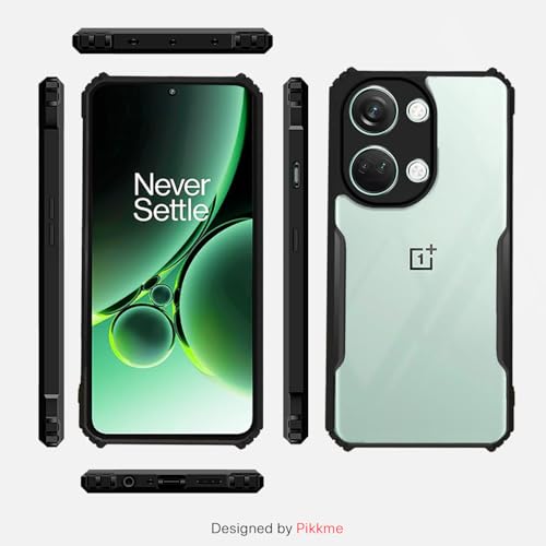 Image of Outlouders Back Cover for OnePlus Nord 3 5G | Ultra Hybrid Transparent | Full Camera Protection | Raised Edge | Crystal Clear Bumper Case(Black)