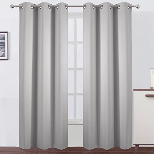 Image of LEMOMO Blackout Curtains 42 x 95 inch /Light Grey Curtains Set of 2 Panels /Thermal Insulated Room Darkening Bedroom Curtains