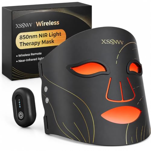 Image of Red Light Therapy Mask, 850nm NIR, Red Light, Wireless, 4 Modes | 272 LEDs, 27mW /cm, Full Face Coverage, 10-Min Timer, Rechargeable, Home Use, visible results in 4 Weeks, Birthday Gift