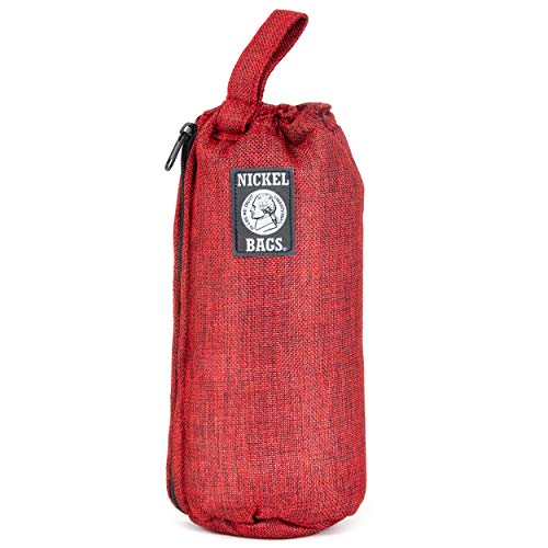 Nickel Bags Padded Drawstring Duffle Tube, Hemp Protective Sling Bag with Soft Velour Interior, Breakable-Safe Storage for Glass & Gear, Durable Zipper & Strap (10 Inch, Red) by DIME BAGS - Used condition - US$21.82