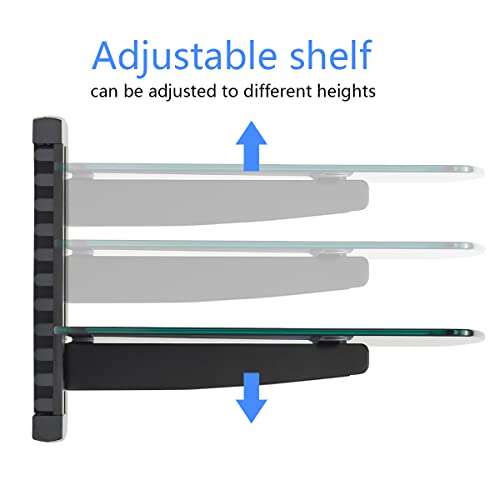 suptek Soporte de Pared para Estante Flotante único(Vidrio Templado) de DVD/Cajas de Cable/Consolas de Juegos/Accesorios de TV, Negro, CS201 - imagen 4