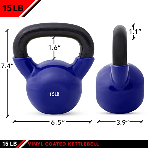 JFIT Kettlebell Weights Vinyl Coated Iron, 15 LB - Image 3