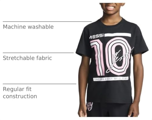 Image of Messi Boys' Lifestyle Short Sleeve T-Shirt, Slim-fit Graphic Tee
