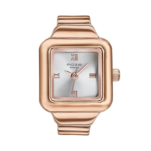Image of Sonata Ring It 2.0 Quartz Silver Square Dial Women's Watch | Metal Material | Multi Color Band - SP80123WM01W