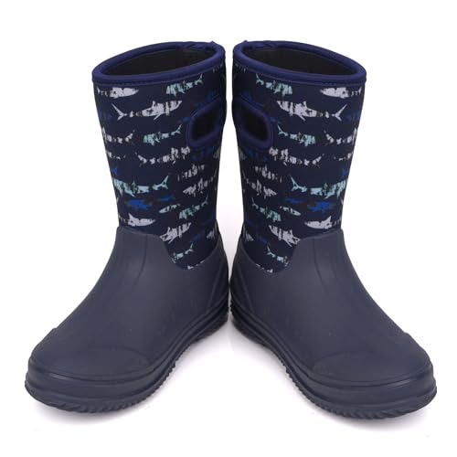 HugRain Toddler Kids Adorable Warm Neoprene Waterproof Rain Boots3