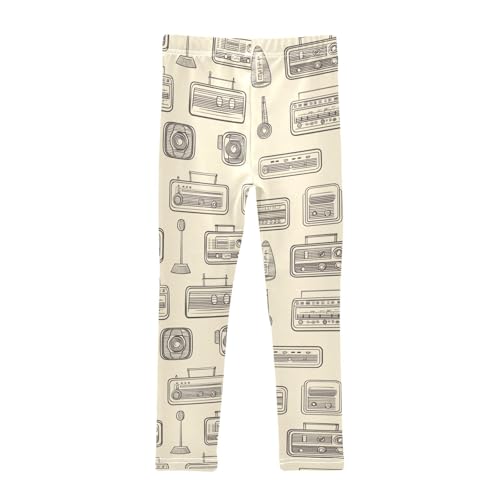 Girls Leggings Outline Radio Music Vintage Toddler Girls Clothes Leggings for Girls Toddler Girls Leggings 3-4T2