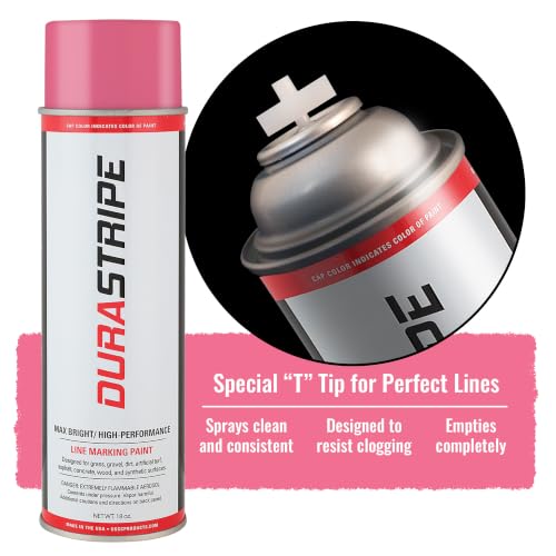 Image of Athletic Field Marking Paint - 2 Cases of 12 T-Tip Spray Cans (24 Total), 18 oz Each - Bright, Durable Field Striping Paint (Pink)