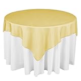 LinenTablecloth 60-Inch Square Organza Overlay Gold