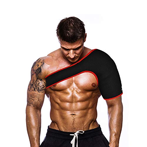 XN8 Tutore Supporto Spalla - Neoprene Wrap Braccio Supporto della Spalla per Protezione Lesioni, Tendinite, Polsino del Rotatore Strappato, Distorsione, Borsite, Tendinite, Uomo e Donne (Rosso, M)