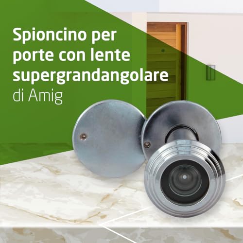 Amig - Türspion | Super-Winkellinse | für Eingangstüren innen und draußen | Silber Farbe | Stahl | Maße: Durchmesser 14 mm | Türstärke 55-80 mm | Feuerschutztüren