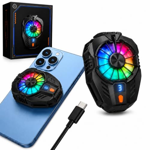 Image of X20N Mobile Phone Cooler with Magnetic Clip | Semiconductor Cooling Fan | RGB LED Gaming Cooler | USB Type-C Fast Cooling Radiator for Android, iPhone & Gaming Phones