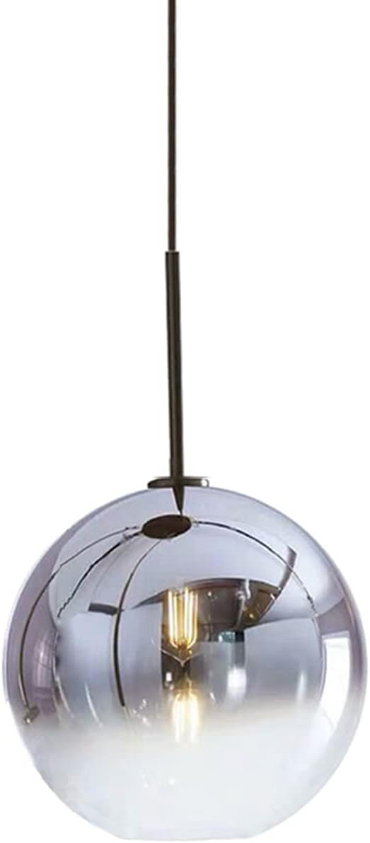 Gradient Color Glass Pendant Light,Modern Glass Hanging Light Chaniler Light (Silver, 20cm) Silver 20cm
