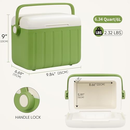 Image of 6Qt 13Qt 19Qt Northroad Camping Coolers,Stylish Macaron Color Durable Hard Cooler,Portable Insulated Ice Chest with 24 /48 Hour Ice Retention,Multi- Size for Camping,Picnic,Beach,Travel