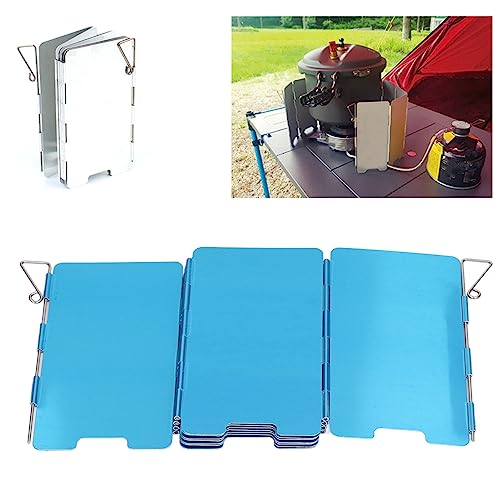 VBESTLIFE Herd Windschutzscheibe, Faltbarer Campingkocher Windschutzscheibe 9 Platten Aluminium Outdoor Campingkocher Windschutzscheibe für Camping Picknick Rucksackreisen