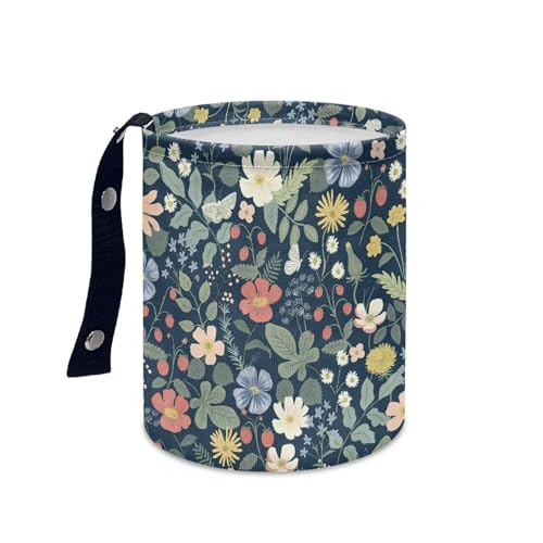Image of Floral Leaf Car Garbage Can Mini Car Trash Bin Hanging Headrest with Adjustable Buttons Multipurpose Car Organizer