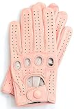 Riparo Women's Unlined Leather Driving and Riding Gloves (7.5, Pink)