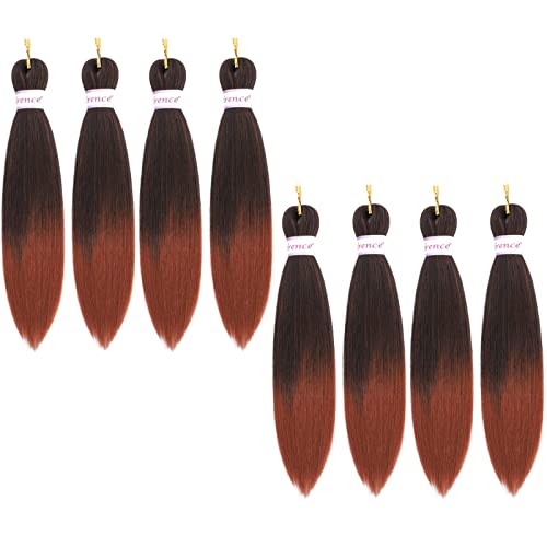 Braiding Hair Ombre Copper Red 12 Inch 8 Packs Professional Hair Extensions Short Synthetic Crochet Hair Soft Yaki Braids (12 Inch (Pack of 8), T1B/350)