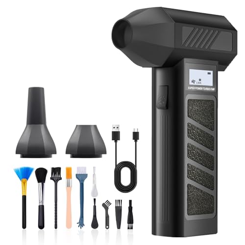 QINK ROLMIL Electric Air Duster-130000RPM Super Power Cordless Air Duster, 4-Gear Adjustable Mini Blower with Rechargeable Battery, Dust Blower for Computer, Keyboard, House, Outdoor and Car