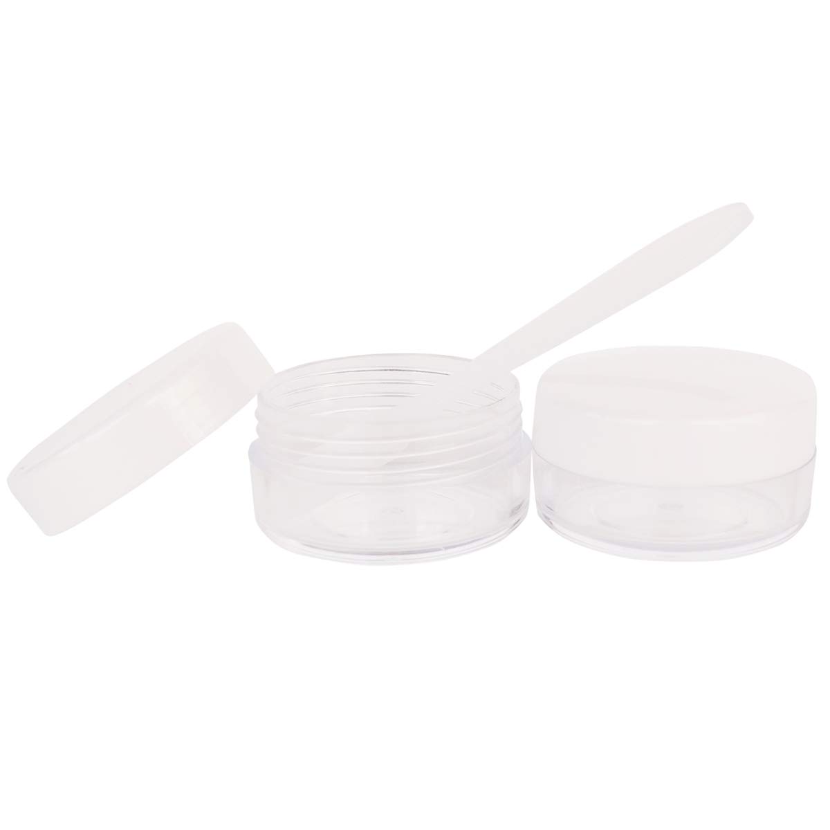 Wopanxye 30pcs 10ml Sample Jars, Empty Refillable Cosmetic Container, Plastic Round Pot White Screw Cap Lid - Image 4