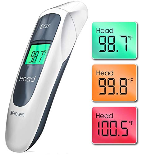 iProven Digital Thermometer for Fever - Temporal Thermometer for Adults and Seniors - Easy to Use Forehead and Ear Mode - LED Display with Big Buttons - Unique Design - iProven DMT-316