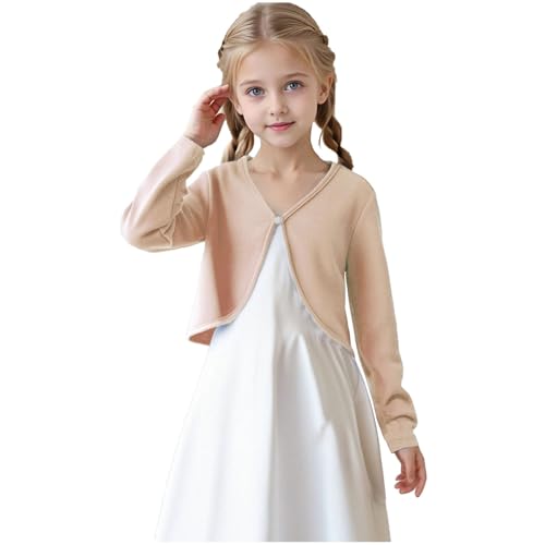 Girls Cardigan Sweaters Lightweight Long Sleeve Button Closure Knit Cover Up Cropped Sweater Tops 5-13 Years