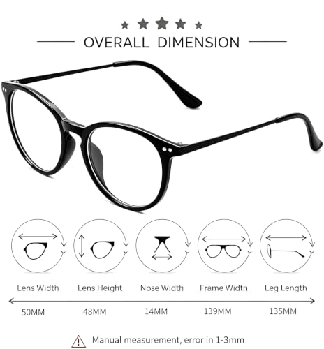 Image of Kursan Non Prescription Clear Lens Fake Glasses for Women Men Retro Round Plastic Frame Eyeglasses