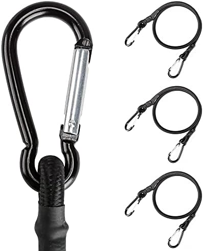 Lanlord Latex Black Heavy Duty Outdoor Bungee Cord Tight Loop Buckle 30InchBlack4Pack