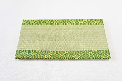和風生活館 日本製 ミニ畳15×30 国産和紙表 ダイケン清流 裏貼り滑り止め付 約15cm(幅)×30p(丈) 厚み1.5cm (2.銀白色×舛菊鶯)