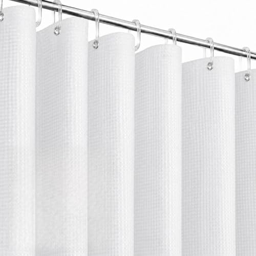 Image of HOMETHREADS Embrace Luxury with Our 6-Feet Long Premium Polyester Shower Curtain with 12 Hooks for a Lavish Bathroom Ambiance | Stylish, Splendid, and Perfectly Sized (Classic White, 180x180cm)