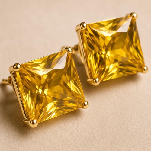 Image of ACCESSHER Gold-Tone Square Contemporary Stud Earrings | Fashion Jewellery, Valentine Gift for Girlfriend | Trendy Earrings for Women and Girls
