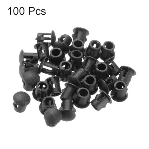Image of MECCANIXITY 100PCS 6mm(1 /4 inch) Black Plastic Hole Plugs, Flush Type Panel Hole Plugs Insert End Caps for Locking Hole Tubes Furniture Cabinet