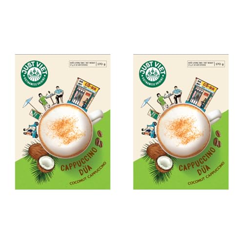 ジャストヴィエット ベトナム ココナッツ カプチーノ コーヒー 170g(17g x 10個入) x 2個 ギフト スティックコーヒー 携帯用 ミックスコーヒー ティータイム 手軽な デザート [並行輸入品]